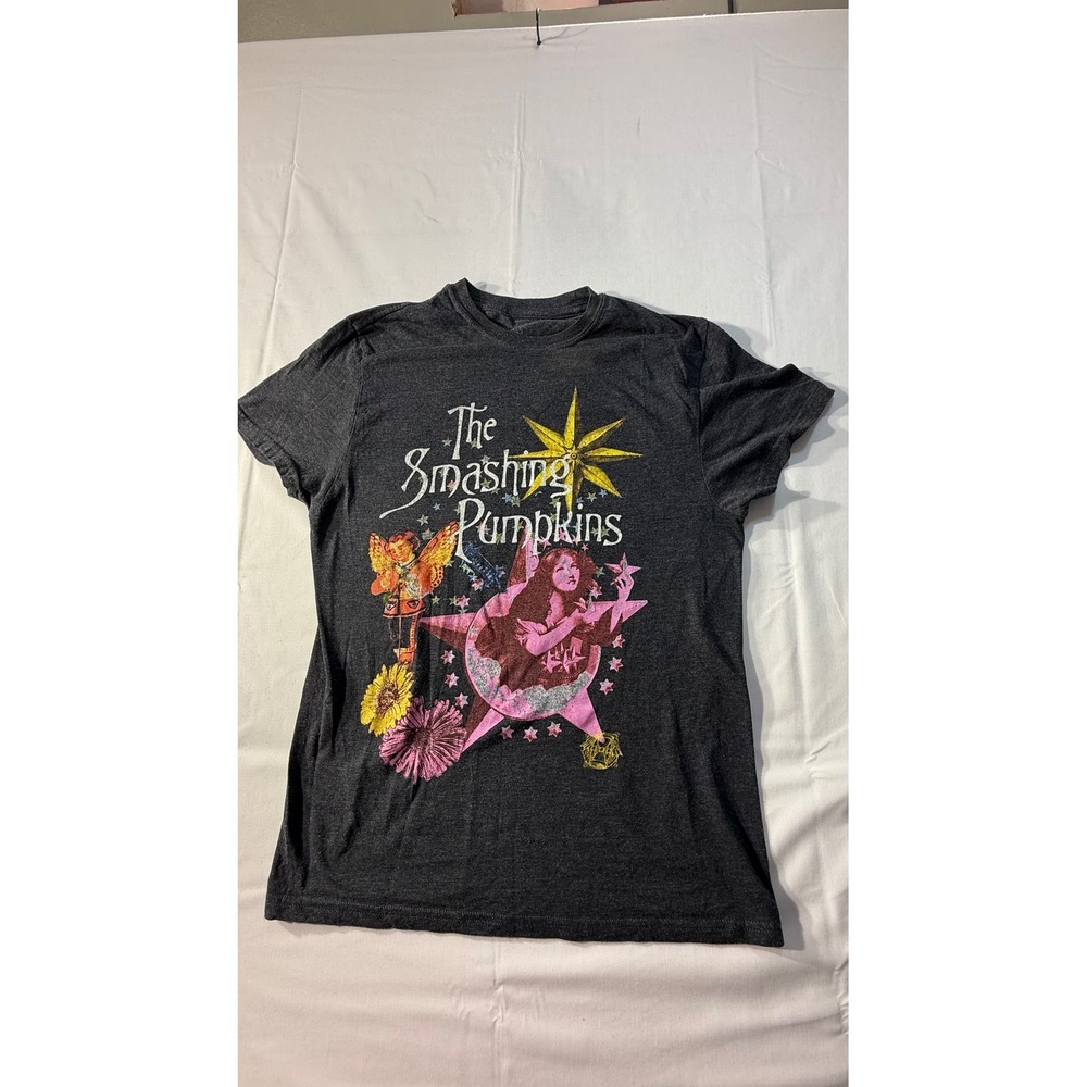 Smashing Pumpkins Graphic T-Shirt Charcoal Grey Mellon Collie Art Mens Medium